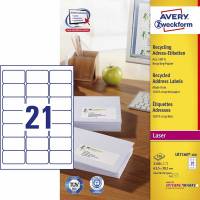 Laseretiket Avery 63,5x38,1 mm 21/ark 100ark/pak LR7160