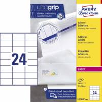 Laseretiket Avery 70x36mm 24/ark 100ark/pak L7180