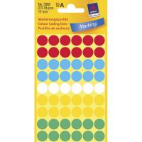 Etiket Avery ass. farver Ø12mm 3088 270stk/pak