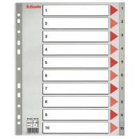 Plastregister Esselte 1-10 Maxi grå A4 m/kartonforblad