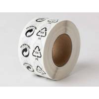 Etiketter PE og Gr&uuml;ne Punkt hvid/sort 45x25mm 1000stk