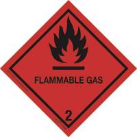 Fareetiket Klasse 2.1 r&oslash;d/sort 100x100mm ADR 250stk