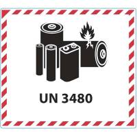 Fareetiket Lithiumbatteri UN 3480 hvid/sort 120x110mm 250stk