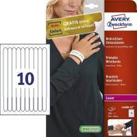 Armbånd t/print Avery hvid 265x18mm t/laser 10/ark 10ark/æsk