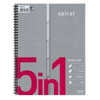 Kollegieblok Bantex m/spiral A4+ 5in1 linjeret 5x15ark