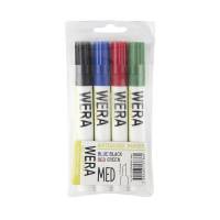 Whiteboardmarker WERA ass. kantet spids 1-4mm 4stk/pak