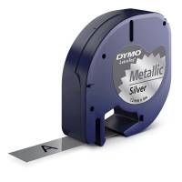 Labeltape DYMO LetraTAG 12mmx4m metalsølv metaltape