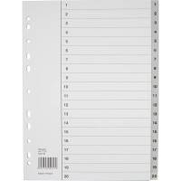 Plastregister gr&aring; No Name PP A4 1-20 Esselte 210x297mm