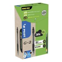 Gelpen Pilot G-2 Green Pack 0,7mm sort 12stk + 12refills