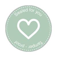 Forseglingsetiket MetoClosure hjerte Ø33mm grøn m/sikkerhedssnit 500stk/rul