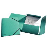 Kartonmappe Esselte A4 grøn m/3 klapper og elastik