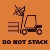 Etiket, Etiket, Firkantet, glat, 100.00 x 100.00 mm, tr&aelig;fri, Permanent, orange Trykt DO NOT STACK ru