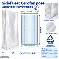 Cellofanpose OPP 150/35x320mm 30my 1000stk/pak sidefals