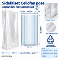 Cellofanpose OPP 100/45x265mm 30my 1000stk/pak sidefals