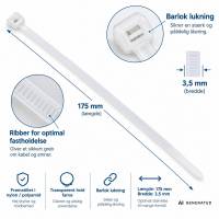 Kabelbindere Barlok 08470 175mm klar nylon/polyamid transparent hvid