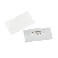 Navneskilte bnt 40x75mm m/sikkerhedsn&aring;l & indstik 50stk/pak Transparent 724200(50EA)