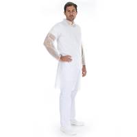 Bes&oslash;gsjakke med knapper L, Non-woven hvid, pakke a 100 stk