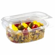 Plastbakke m/hængslet låg oval A-PET 1000ml V00514P 50stk/pak