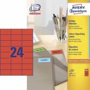 Etiket 70x37mm rød Avery 3448 24stk/ark 100ark/pak