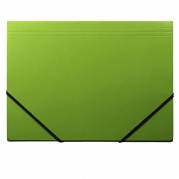 Elastikmappe Q-Line A4 gr&oslash;n m/3 klapper & elastik blank