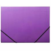 Elastikmappe Q-Line A4 lilla m/3 klapper & elastik blank