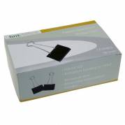 Papirklemme st&aring;l bnt sort 50mm foldback 12stk/pak