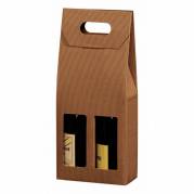 Vinemballage brun &aring;ben b&oslash;lge gave&aelig;ske til 2fl 3/4l 20stk/pk