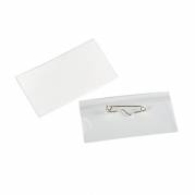 Navneskilte bnt 40x75mm m/sikkerhedsn&aring;l & indstik 50stk/pak Transparent 724200(50EA)