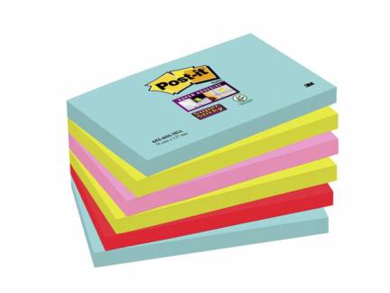 Post-it blok Super Sticky ass. 76x127mm 6blk/pak Miami