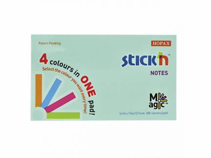 Blok Stick'N Magic 76x127mm 4x25blade i ass. farver 1x1x1mm (1)