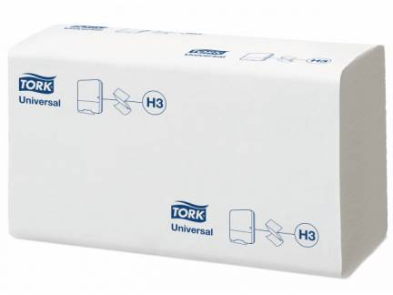 Papirh&aring;ndkl&aelig;de Tork Universal H3 1-lag Z-fold 4500stk/ka 23x23cm/290158