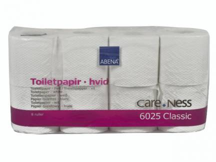 Toiletpapir Care-Ness 2-lags hvid 9,40cmx34,50m 64rul/kar 250ark Classic