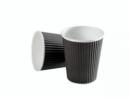 Kaffebæger 8oz 25cl  Black line ripple wall pap 875stk/kar