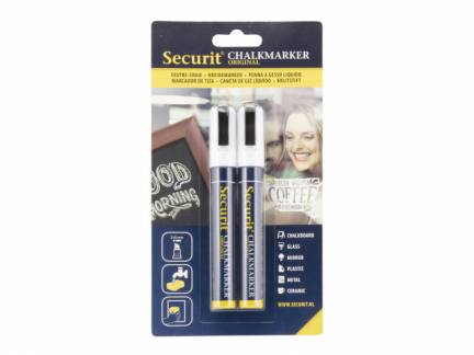 Chalkmarker Securit hvid 2-6mm 2stk/pak