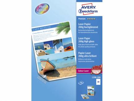 A4 Avery fotopapir glossy 200g laser (200)