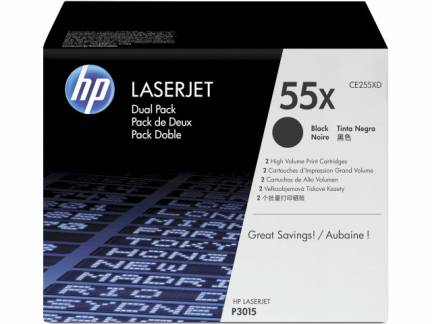 LaserJet 55X black toner HC(2) dual-pack