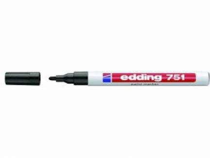 Paint marker Edding 751 permanent sort rund spids 1-2mm