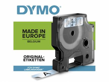 Labeltape DYMO D1 43610 S0720770 6mmx7m sort på klar