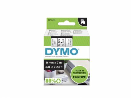 Labeltape DYMO D1 40910 S0720670 9mmx7m sort på klar