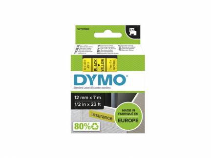 Labeltape DYMO D1 45018 S0720580 12mmx7m sort på gul