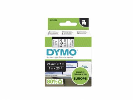 Labeltape DYMO D1 53710 S0720920 24mmx7m sort på klar