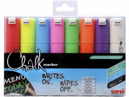 Whiteboard- og Chalkmarker Uni Chalk PWE-8K 8stk 8mm