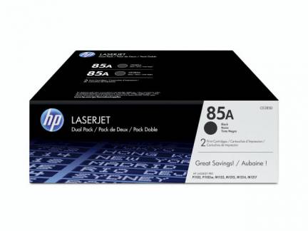 LaserJet 85A black toner, (2) dual-pack