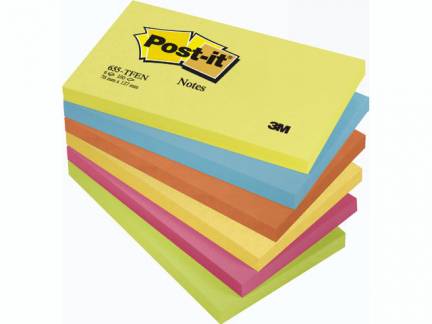 Post-it notes neon 76x127mm 6 ass farver 6blk/pak 655TFEN