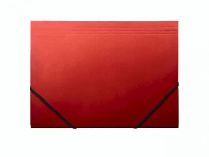 Kartonmappe Q-Line A4 rød m/3 klapper & elastik blank elastikmappe