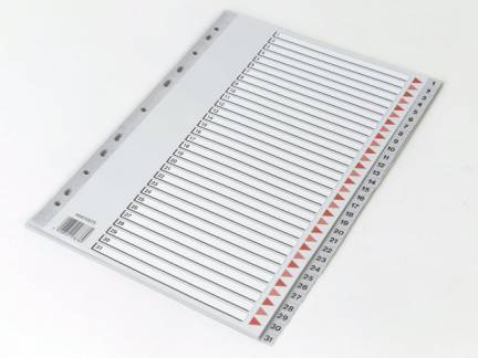 Plastregister Q-Line A4 1-31 grå m/kartonforblad