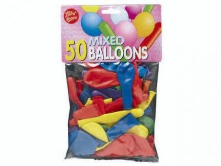 Balloner ass. 50stk/pak runde og lange ASSORTERET 1x1x1mm (50EA)