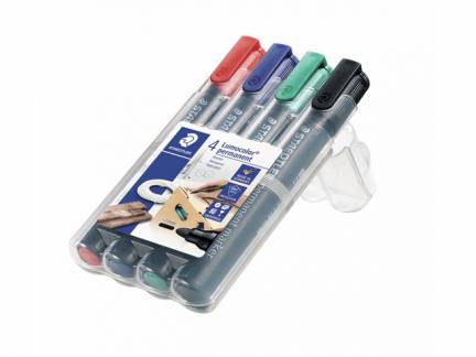 Marker STAEDTLER Lumocolor ass. 2mm rund spids 4stk/sæt