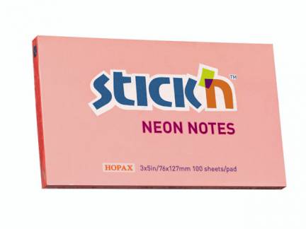 Notes Stick'N NEON rosa 76x127mm 100blade PINK 1x1x1mm (1)523511