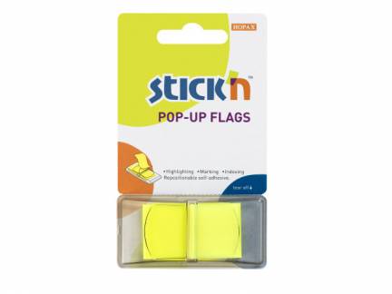 Indeksfaner Stick'N Pop Up gul 45x25mm 50stk/pak